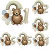 Cute Matte Teddy Bear Balloon Set Milk White Digital Aluminum Film Balloon Birthday Party Decoration Rainbow
