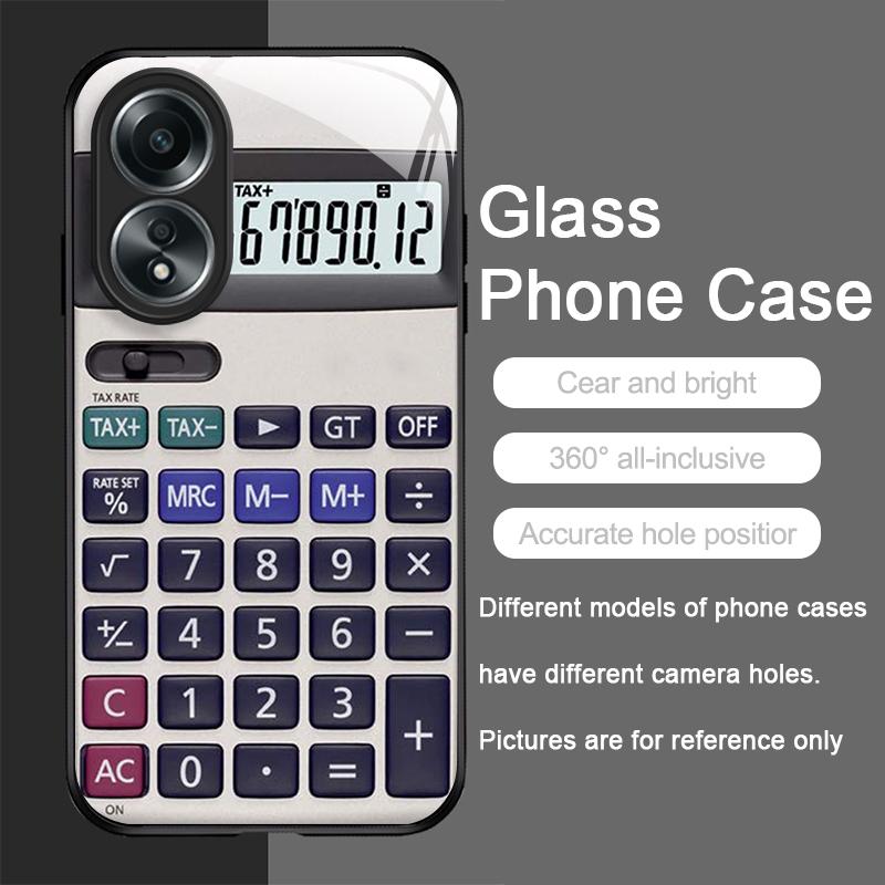 Funny Digital Calculator Pattern Tempered Glass Phone Case for OPPO Realme 13 Pro Plus 12 11 10 9i C55 X7 GT Neo 2 3T Hard Cover