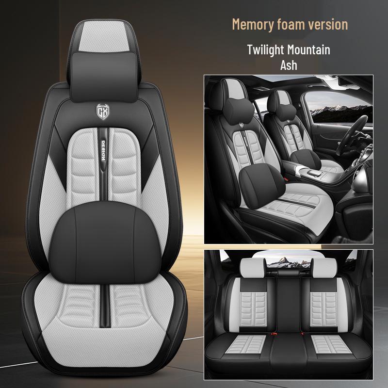 Universal All-Season Breathable Leather Car Seat Cover, Wear-Resistant, Full Surround, Fits Most Models