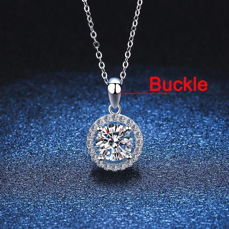 D color 1 Carat Real Moissanite Pendant Necklace For Women Pt950 100% S925 Sterling Silver Round Diamond Neck Chain Fine Jewelry