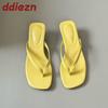 Fashion Fashion Square Toe Women 4CM Heels Slippers Slides Sandals Summer Casual Female Flip flops Ladies Thin Heel Slippers Shoes Pumps