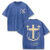 Retro Acid Wash Oversized Tee Christian Cross Paradise Letter Graphic Casual Men Women Streetwear T Shirt