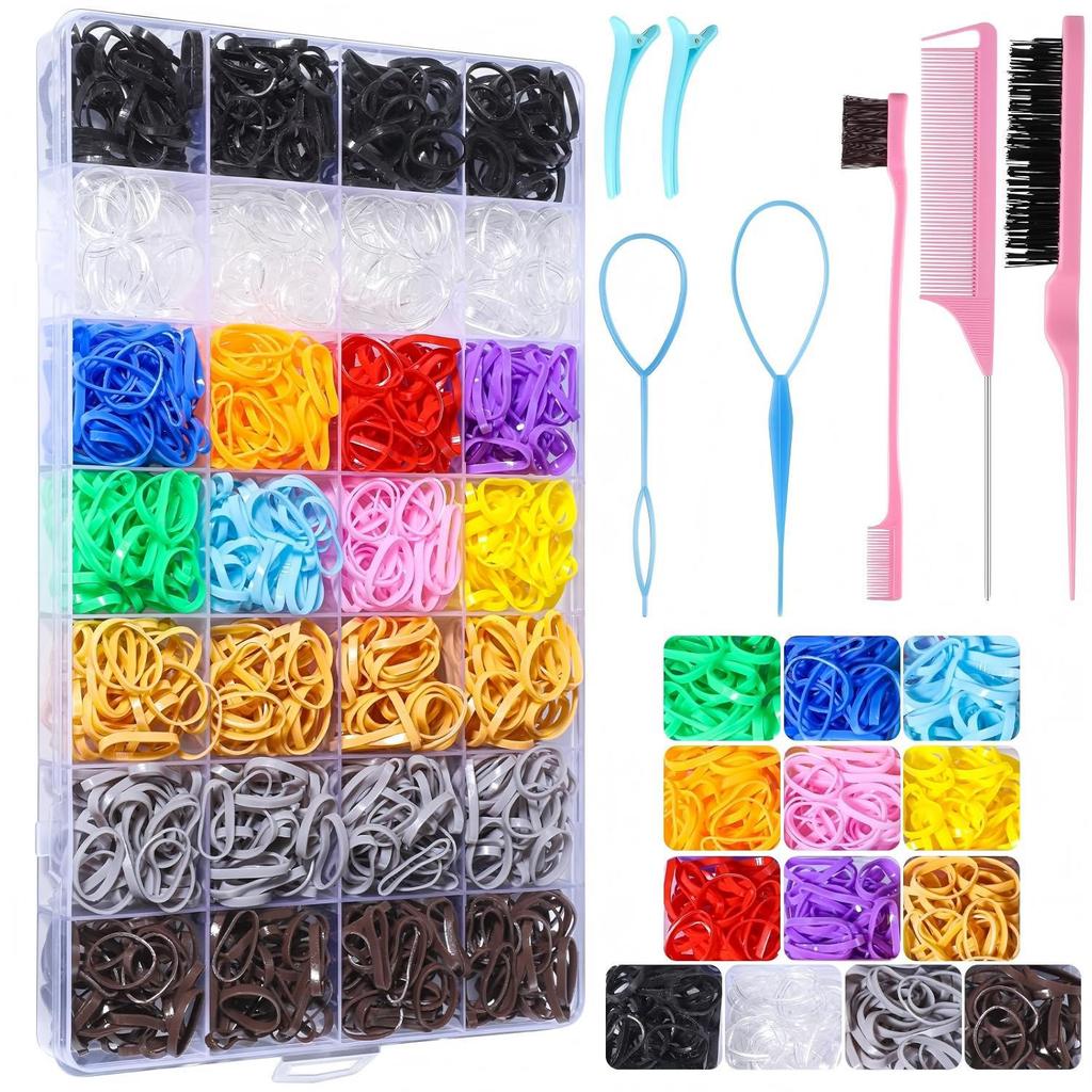 28-Color Gentle Hair Bands: Non-damaging, Disposable Rubber Bands for Braids and Hairstyles