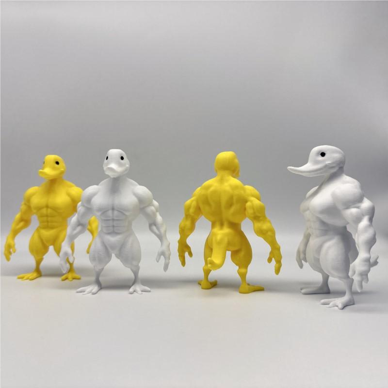 Animal Cute Muscle Duck Statue 3D Printed Duck Sculpture Novelty Desktop Ornament Multi-Functional Indoor And Outdoor Decoration