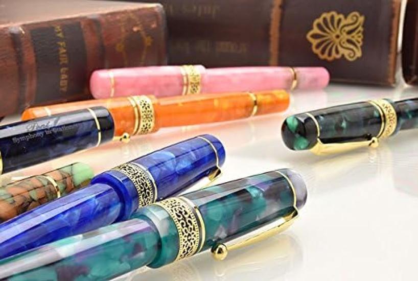 Pent Symphony Adagio Fountain Rest on a Clear F Pen House Original Pen, Blue-Green Day, (Fine Nib),