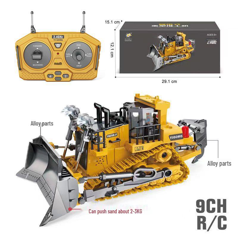 Alloy Remote Control 2.4G Excavator Bulldozer & Dump Truck Set for Kids