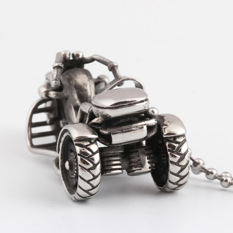 European and American Retro Distressed Titanium Steel Necklace Fashionable Motorcycle Pendant