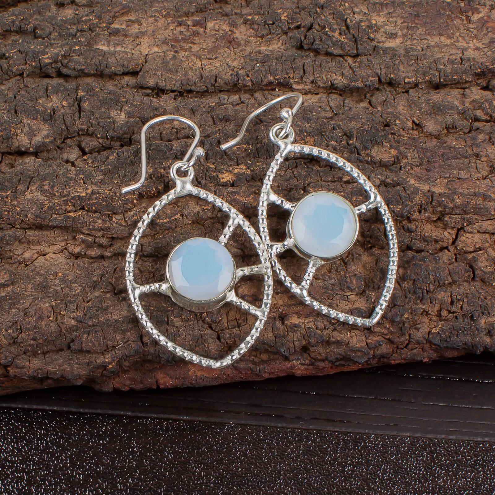 

Milky Opal Gemstone 925 Sterling Silver Jewelry Handmade Earrings 2.00 For Gift EE-52-15