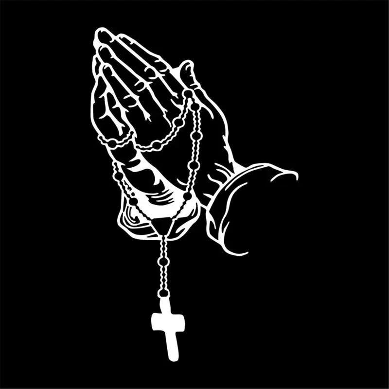 1pc Car Fashion Sticker Praying Hands and Rosary Sticker Auto Styling Window Glass Motorcycle Vinyl Decal Car Stickers