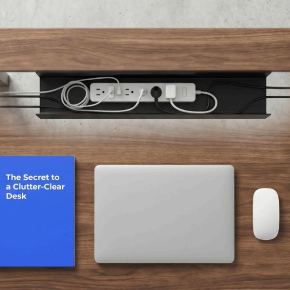 Adhesive Mount Under Desk Cable Management Tray PVC No Punch Cable Organizer Study Room