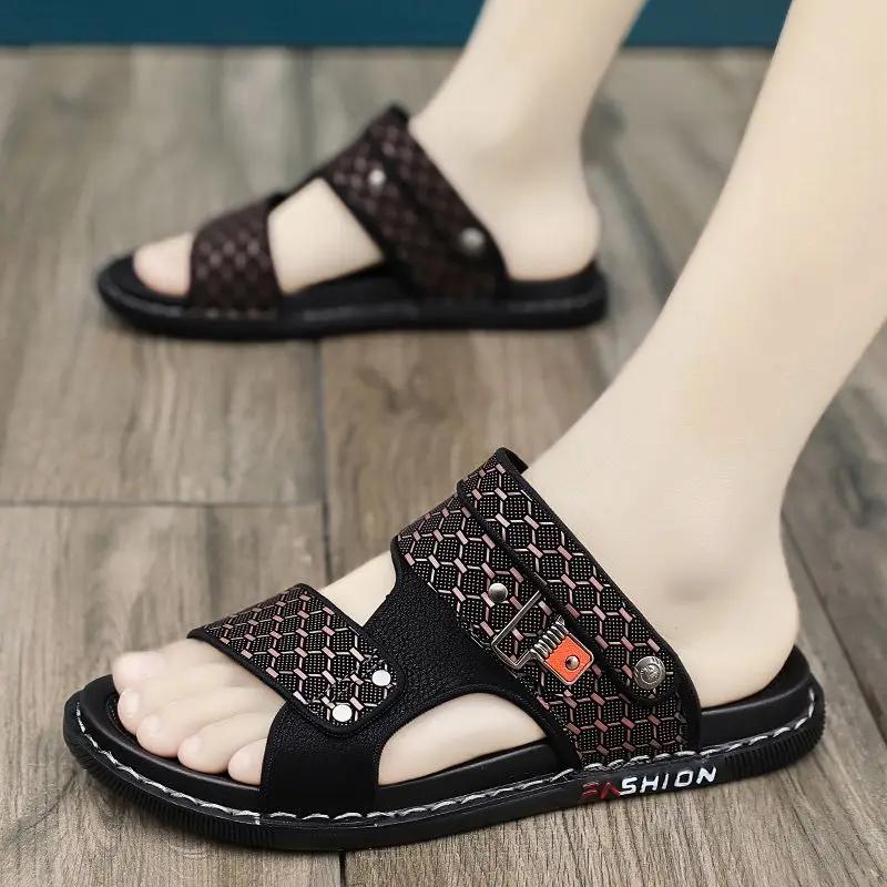 Fashion Sabot Sandals Man Soft Beach  ShoesGenuine Leathe Platform Comfortable Pvc Clappers 2025 Original Style Trend Slippers for Men