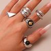 Qiong Yao 18K Gold Irregular Open Ring Set - Stylish Stainless Steel Finger Rings