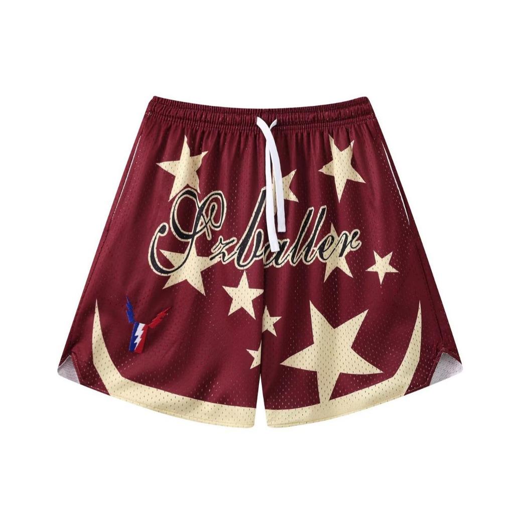 Large Mesh Pikachu Quick-Dry Basketball Shorts - Above Knee, Four-Point Sports Design