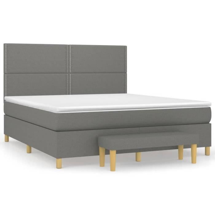 3137086 vidaXL Divan Bed with Mattress Dark Grey 160x200cm Fabric