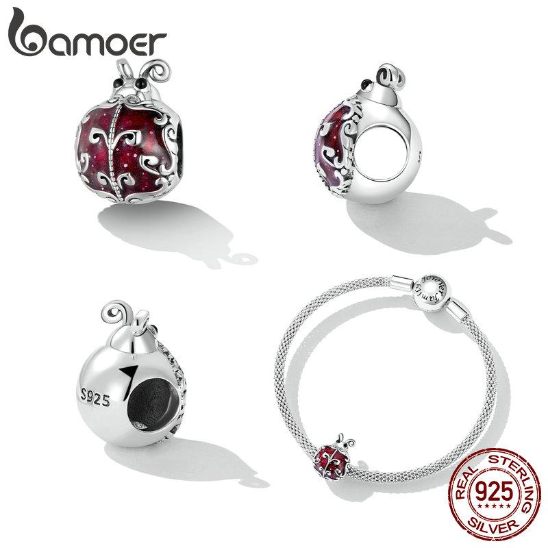 Bamoer 925 Silver Ladybug Charm Fit DIY Bracelet & Bangle Turtle Pendant Jewelry Birds Pendant Animal Charms Collection