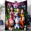 Doraemon Japanese Anime Small Cover Blanket Plush Cozy Sofa Throw Blanket Novelty Warm All Season Blanket For Dorm Bedroom Gift
