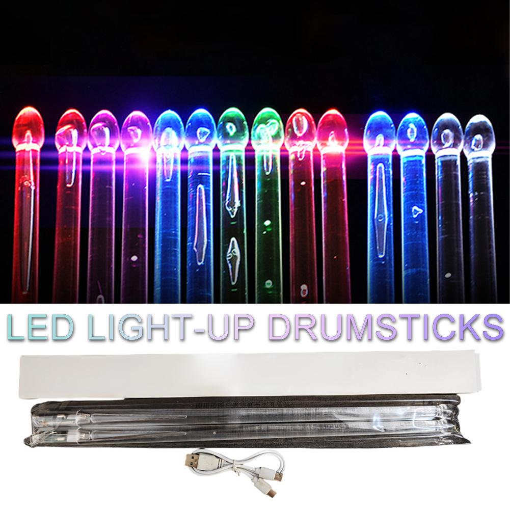 LED Luminous Drum Stick 15 Color Gradient USB Charging With Switch 5A Standard Size Performance Fluorescent Drum Stick