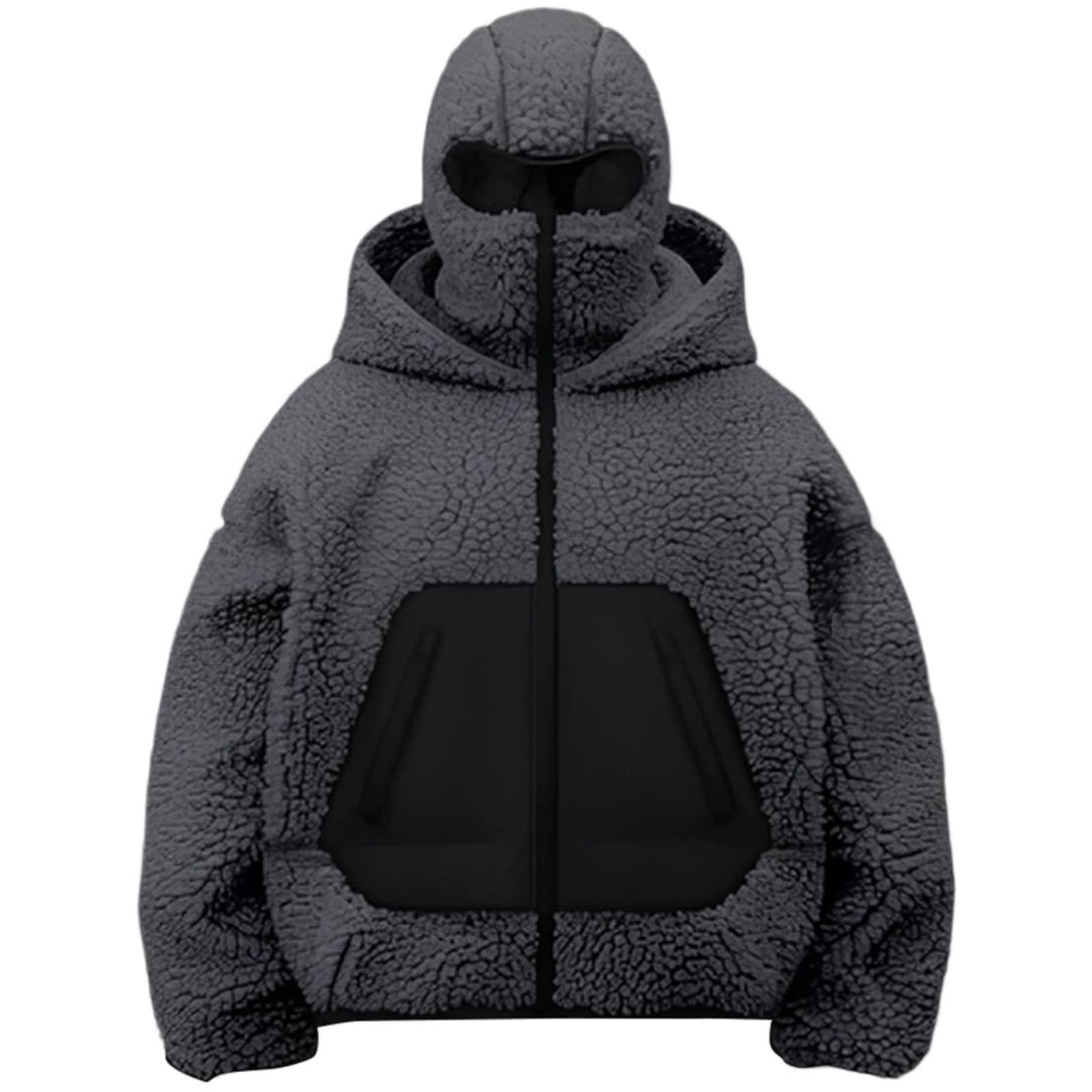 

Мужская повседневная флисовая куртка-худи спортивного стиля из двух частей, мужская уличная теплая куртка с капюшоном и маской M