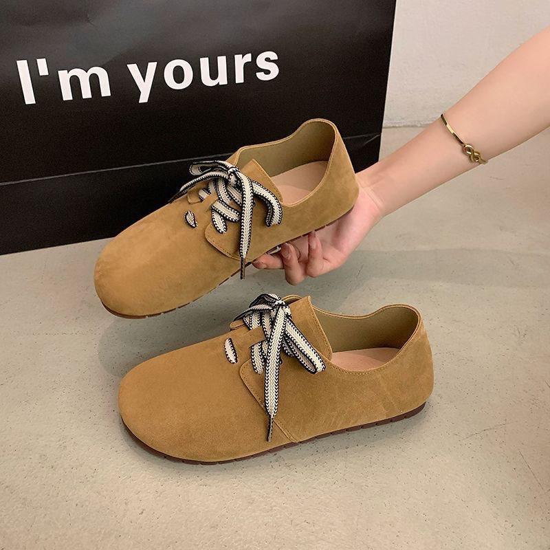 Retro autumn new lace-up casual single shoes flat-soled versatile soft sole