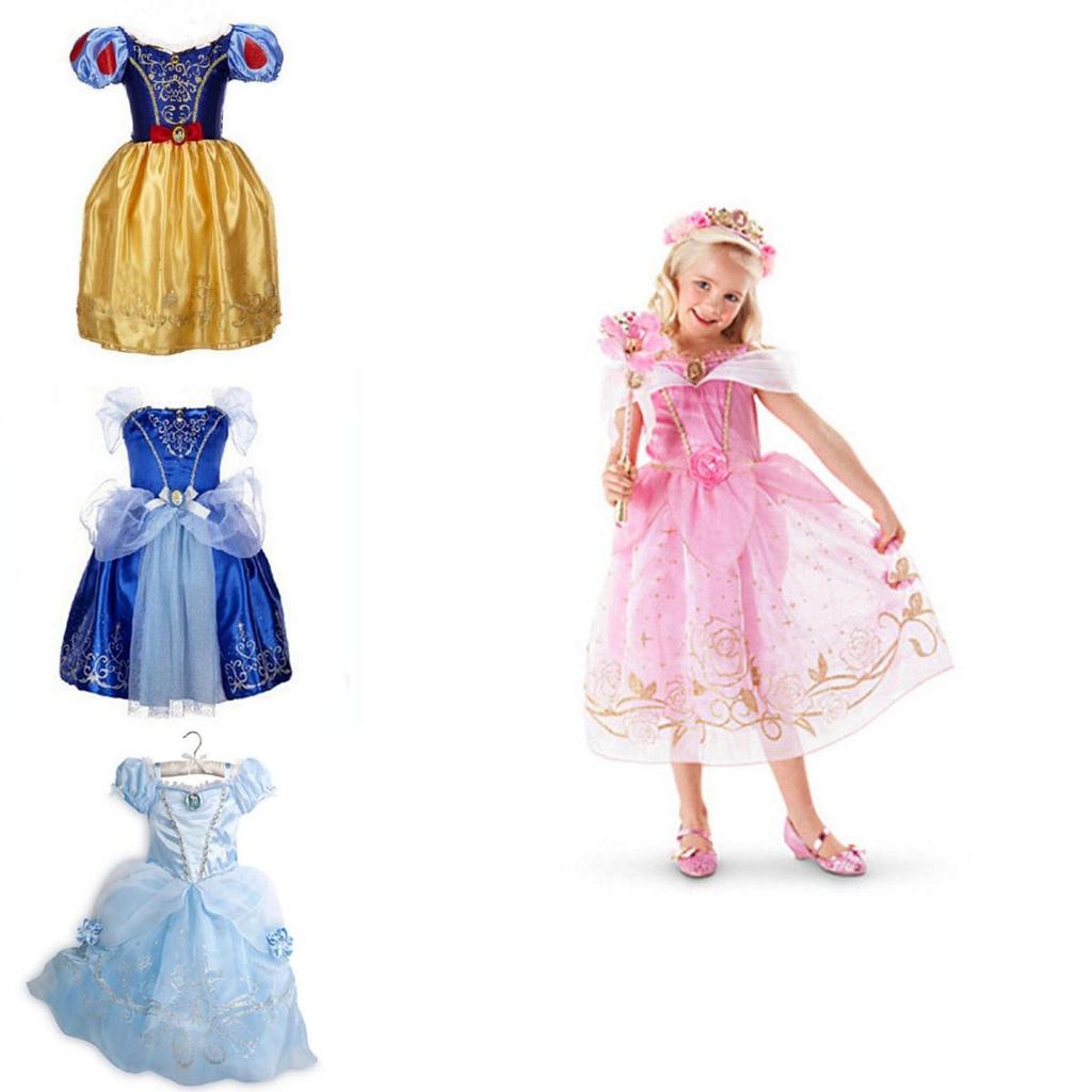 Elegant Kids Girls Princess Fancy Dress For Rapunzel Belle Cosplay