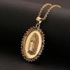 European & American Women's Virgin Mary Pendant Necklace with Zircon