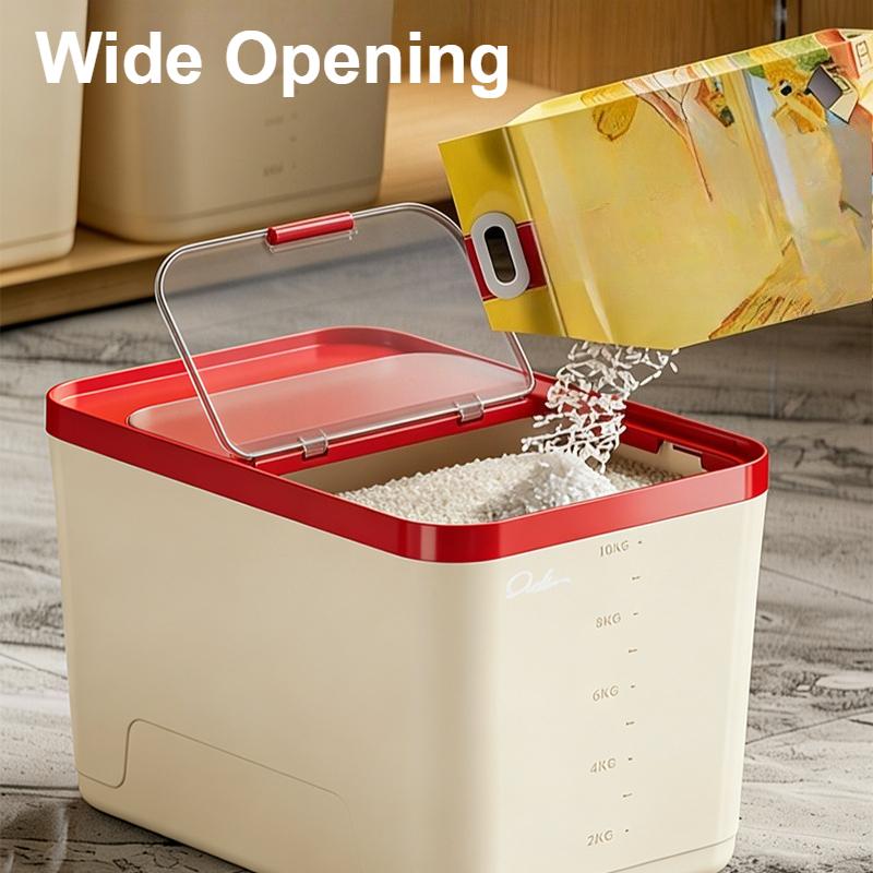 Food Grade Sealed Slide-Out Rice Container Safe Moisture Proof Grain Flour Pet Food Storage Bin for Home Kitchen Organization