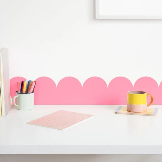 Decorative Wall Sticker for Bedroom 4Pcs Scalloped Border Decals, Peel and Stick Half Arch Geometric Stickers, Cabinet Edge Decor Semi Circle Scallop