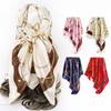 Versatile chain 90cm silk scarf square scarf high-end women's shawl retro printing satin bag headscarf