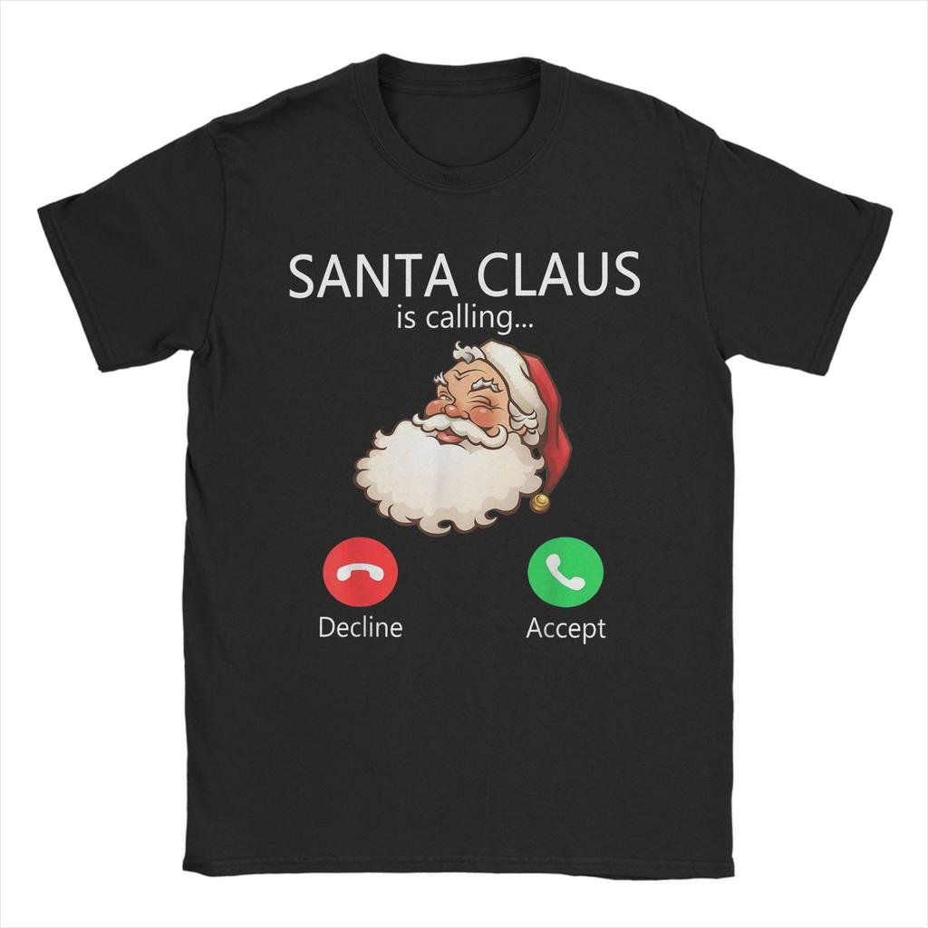 Mens T-Shirt Santa Claus is Calling Funny Christmas Holiday T Shirts Harajuku Summer Tees Y2K Funny Casual Clothes