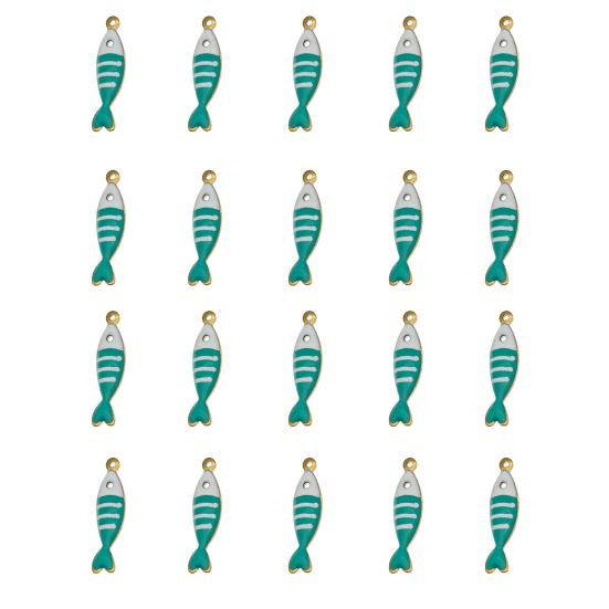20Pcs Enamel Fish Charms Stainless Steel Fish Pendants Double-sided Striped Mini Fish Charms for DIY Jewelry Making Earring Necklace Bracelet Keychain