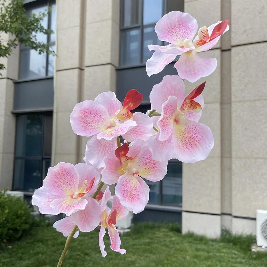 9 Heads Vanda Orchids Artificial Flowers Faux Silk Flowers for Wedding Home Decor Photography Props