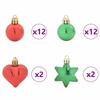 Christmas Ornament Set 40 pcs Red and Green Plastic