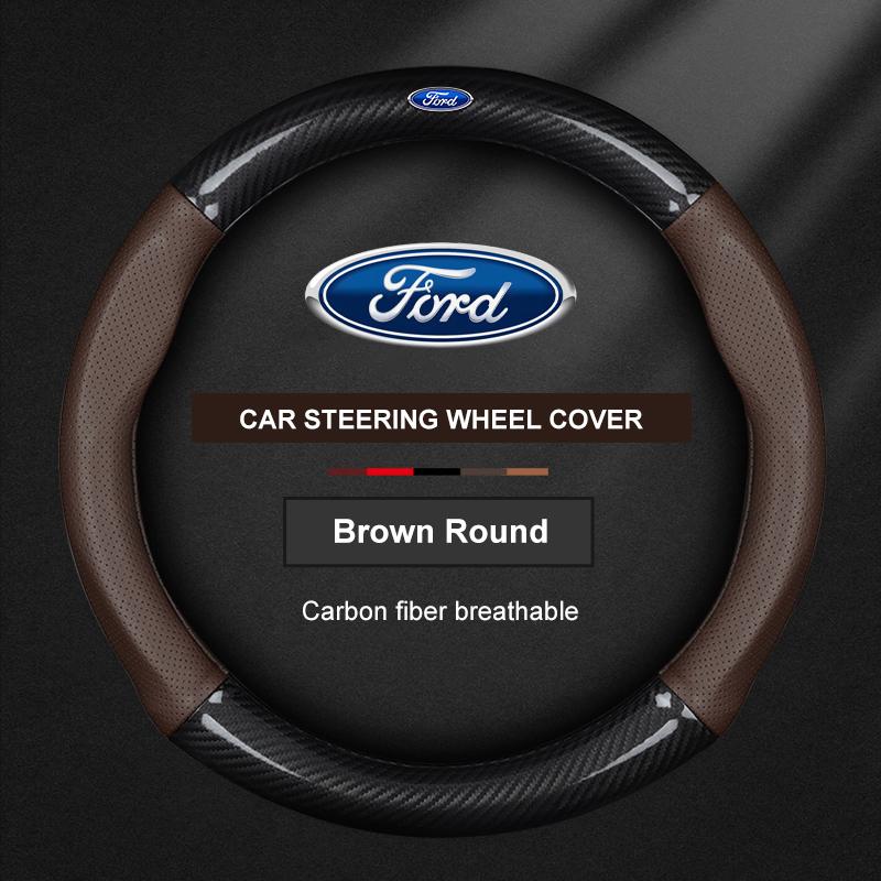 lcqg2 Car Carbon Fiber Ventilate Steering Wheel Cover Ford ST Mondeo F150 Fusion Mustang EXPLORER ESCAPE EDGE Fiesta Focus Kuga Ranger