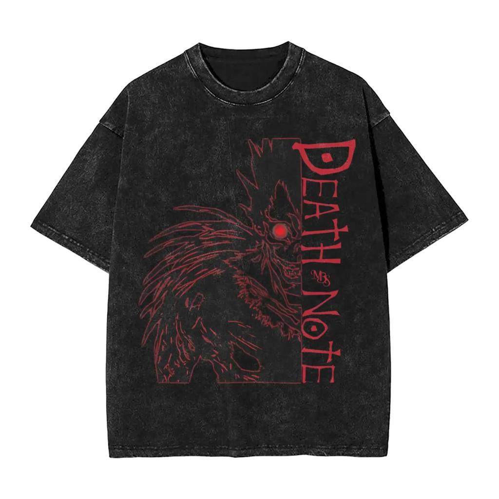 L Lawliet Graphic Print T-Shirts Manga DEATH NOTE T Shirts Washed Oversize Tshirt Short Sleeve Cotton Tee Casual Loose Clothes