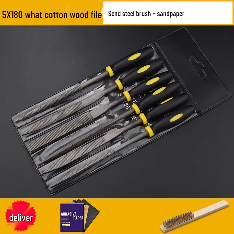 Multifunctional Steel File Set: Triangular, Half-Round, Round, Flat, Board, and Rasp Files