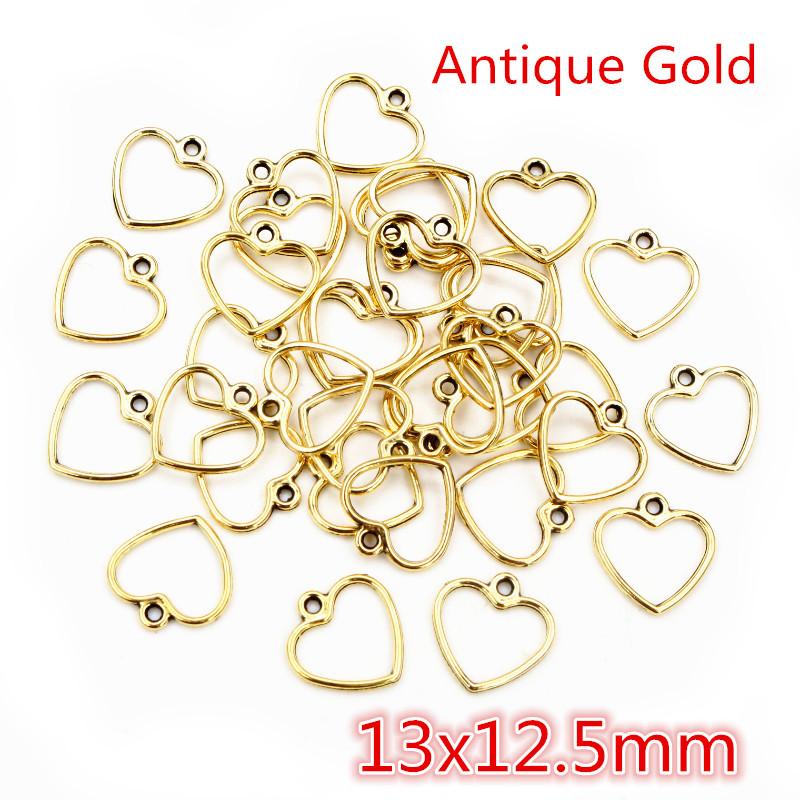 100PCS Picture Color Hollow Hearts Charms Geometry Pendant Metal Alloy DIY Necklace Bracelet Earrings Marking