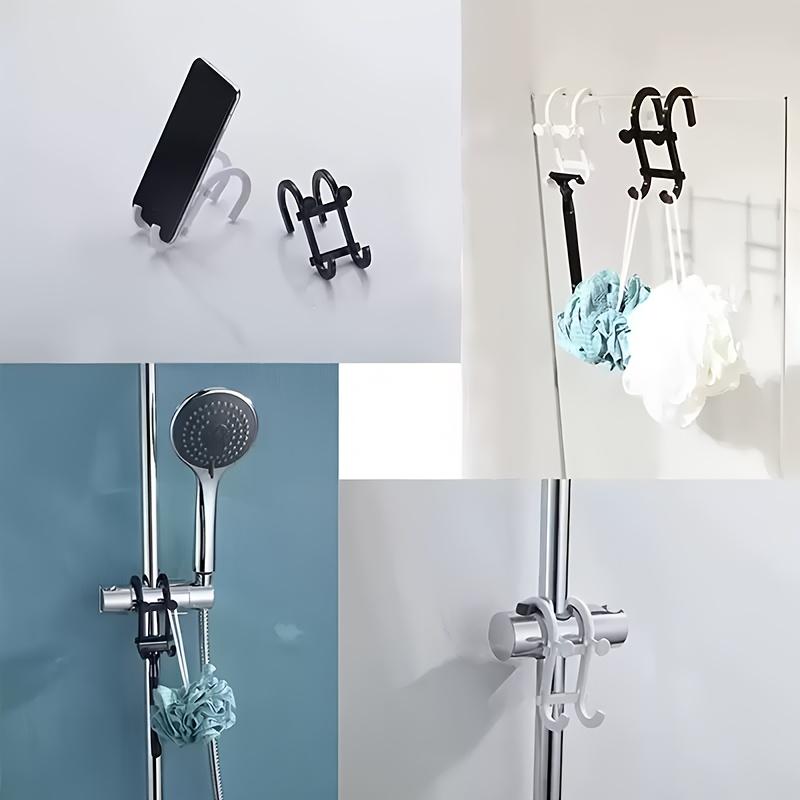 Ganci da Bagno Multifunzione - Porta Asciugamani, Spugna Doccia e Rasoio da Parete con Clip Sicure per Porte in Vetro - Ideale per Organizzare