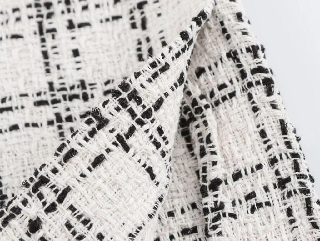 Autumn High Street Style Plaid Vest & High Waist Pants Set