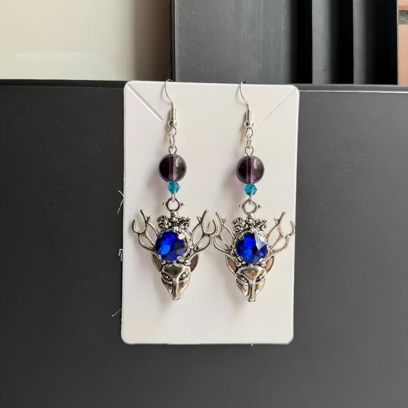 1Pairs Vintage Silver Dangle Earrings Hollow Butterfly Emerald Green Gem For Party Daily Wear Vacation