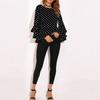Bell Fashion Women Sleeve Loose Polka Dot Blouse Casual Ladies Shirt Tops