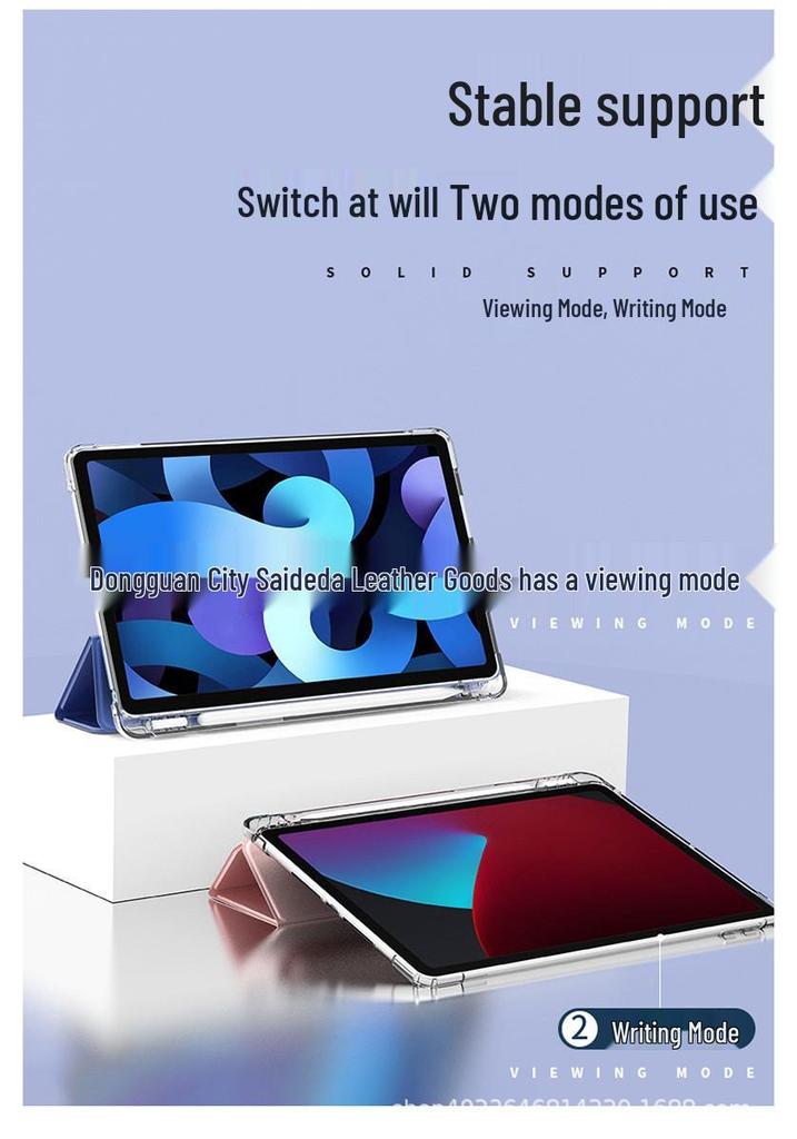 iPad 11 Protective Case with Pen Holder - Fits 6th Gen, 7th Gen, 10.2" Airbag, Pro 12.9" Models, Transparent Cover