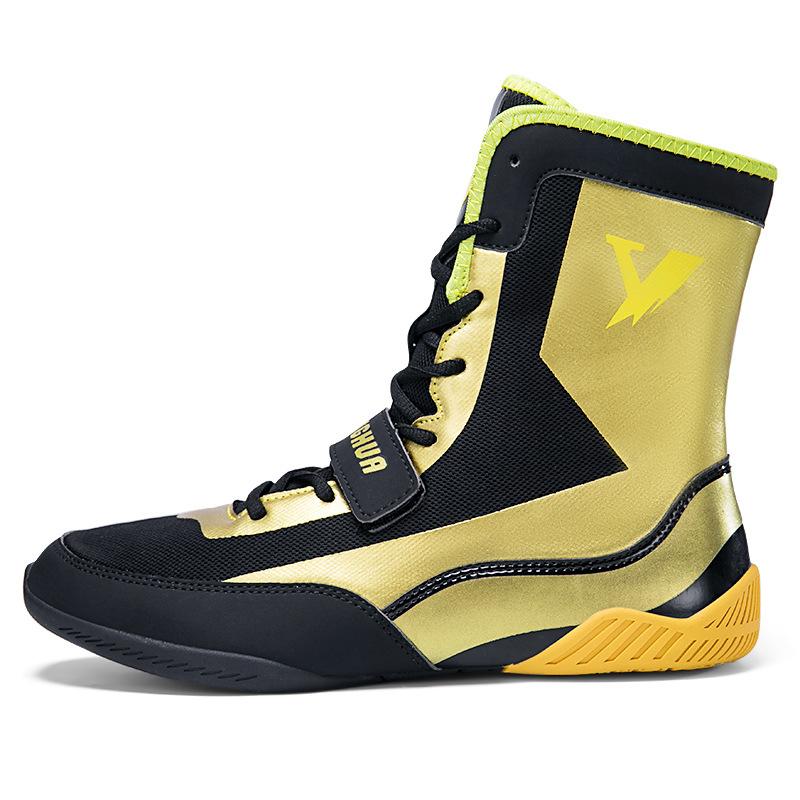Pánské nadměrné vysoké pohodlné zápasnické boty, bojový trénink, odolné proti opotřebení a protiskluzové boxerské boty