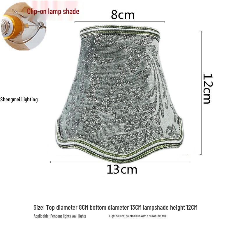 European Crystal Chandelier Fabric Lampshade, Clip-On, E27 Large Base, E14 Candle Bulb, Wall Light Shell Shade