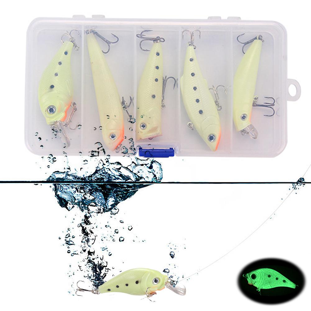 5 Pcs/Set Fishing Lures Crankbait Popper Minnow Pencil VIB Bait Lures Artificial Bait Luminous Crankbait Minnow Bait VIB Wobbler spain