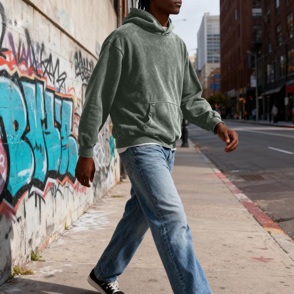 Men Hooded Pullover With Pocket Long Sleeve Fleece Sweatshirt Workout Tops Fall Fashion Hoodie