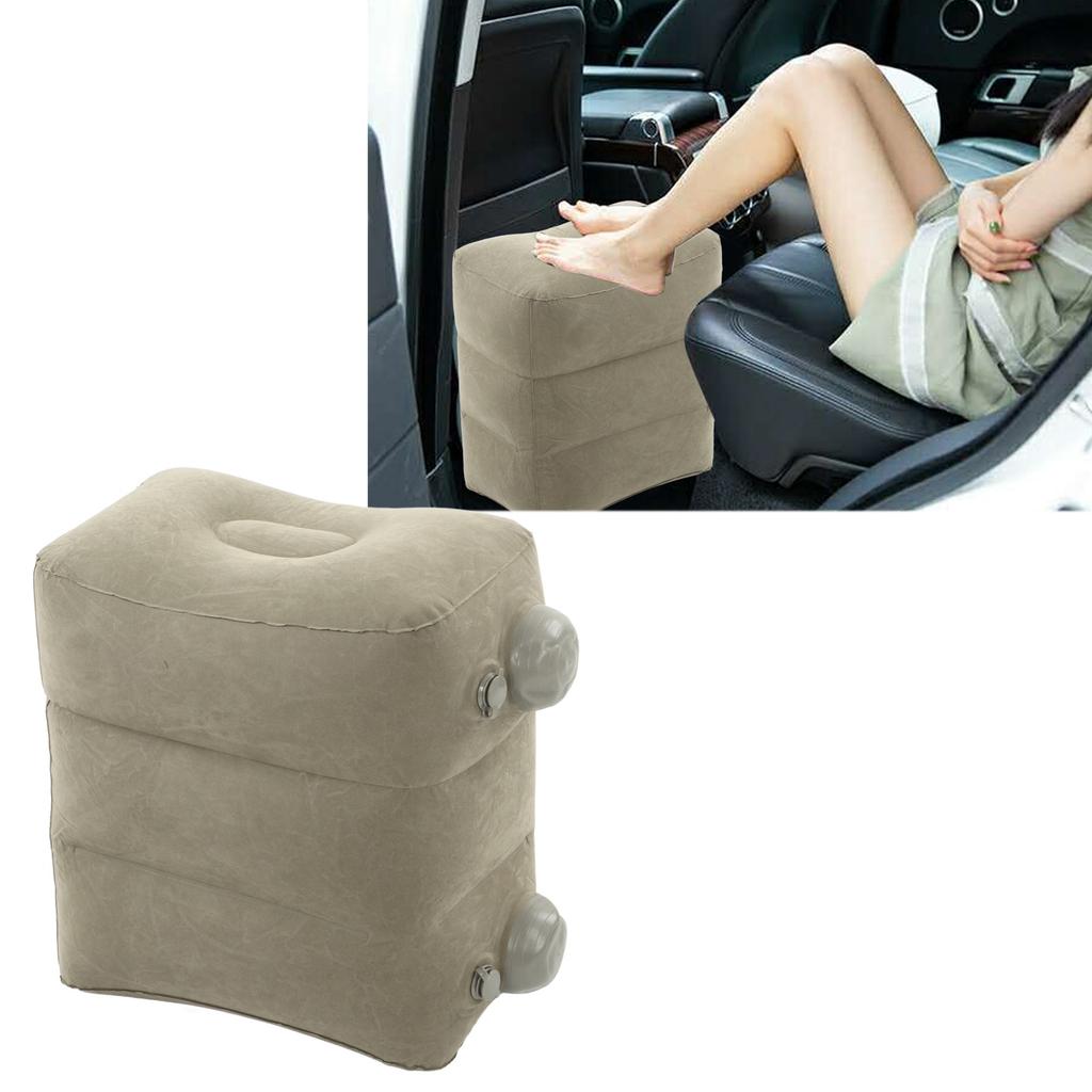 Inflatable Foot Rest Promote Blood Circulation Relieve Fatigue PVC Flocking Inflatable Footrest Cushion for Travel
