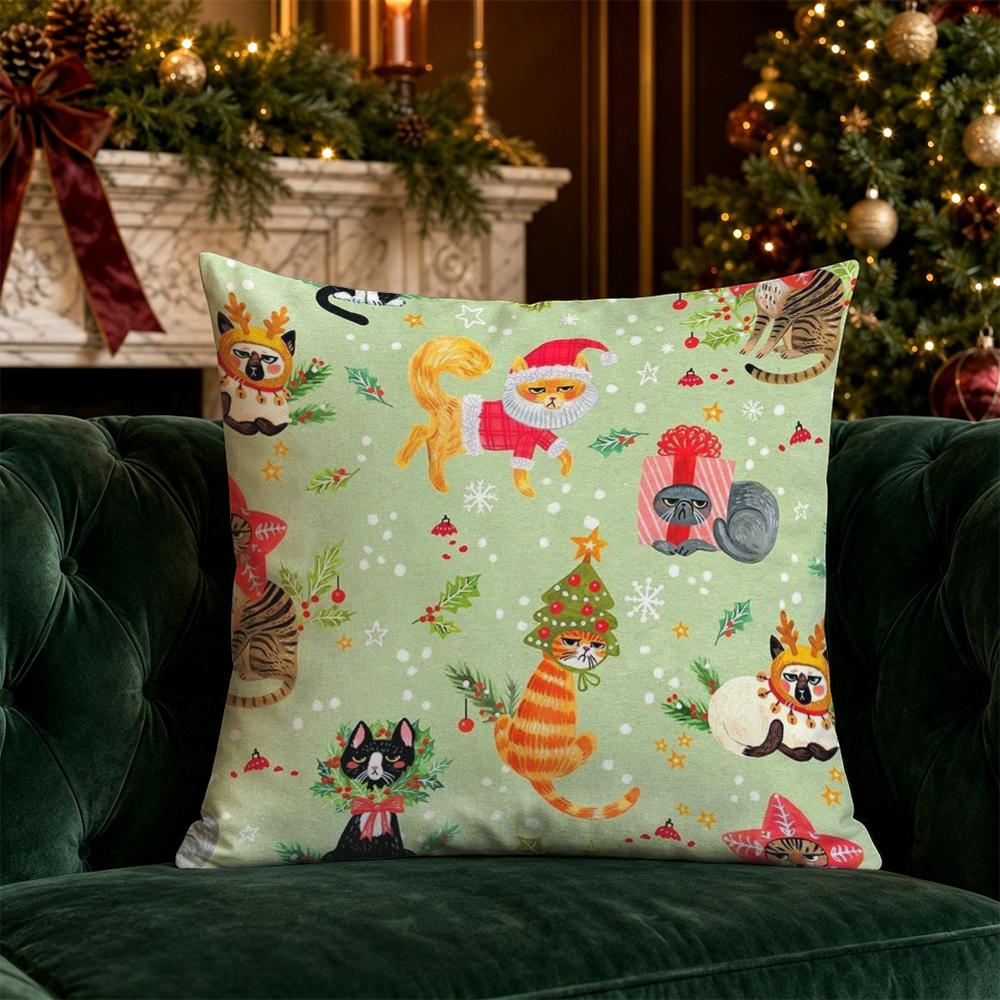 Christmas Cute Throw Pillow Covers Pattern Cushion Cover Suitable for Sofa Bedroom Car Pillow Cover
