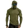 Men’s Long Sleeve Hooded Shirt with Face Cover Lightweight Breathable Athletic Pullover for Outdoor Sports Activities