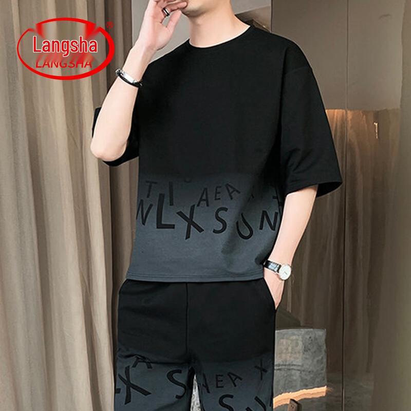 Langsha Men s Summer Casual Short-Sleeve T-Shirt & Shorts Set 2XL