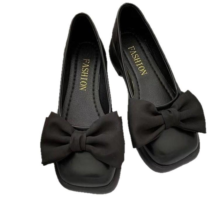 Flat-bottomed Bow Small Leather Shoes Autumn New Mary Jane Non-slip Pregnant Women Doudou Single Shoes Ladyshoes
